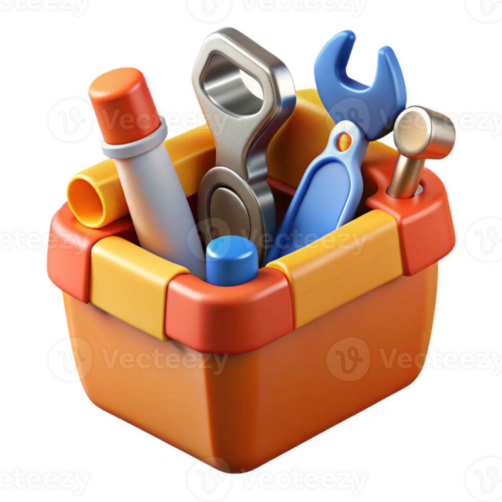 3D Render Colorful Tool Box Illustration png