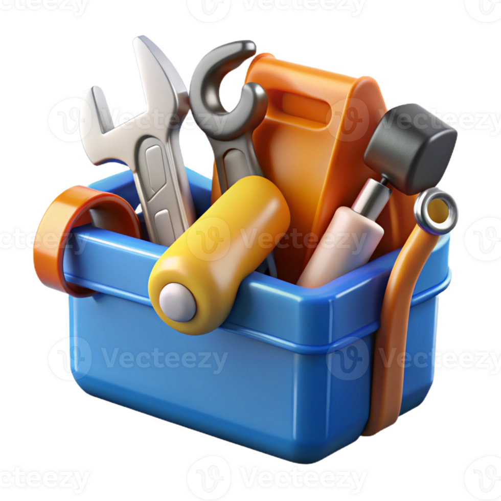 3D Illustration Toolkit Blue Toolbox png