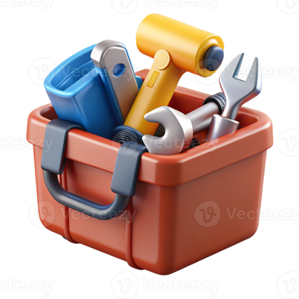 3D Illustration of Tool Box with Repair Tools png