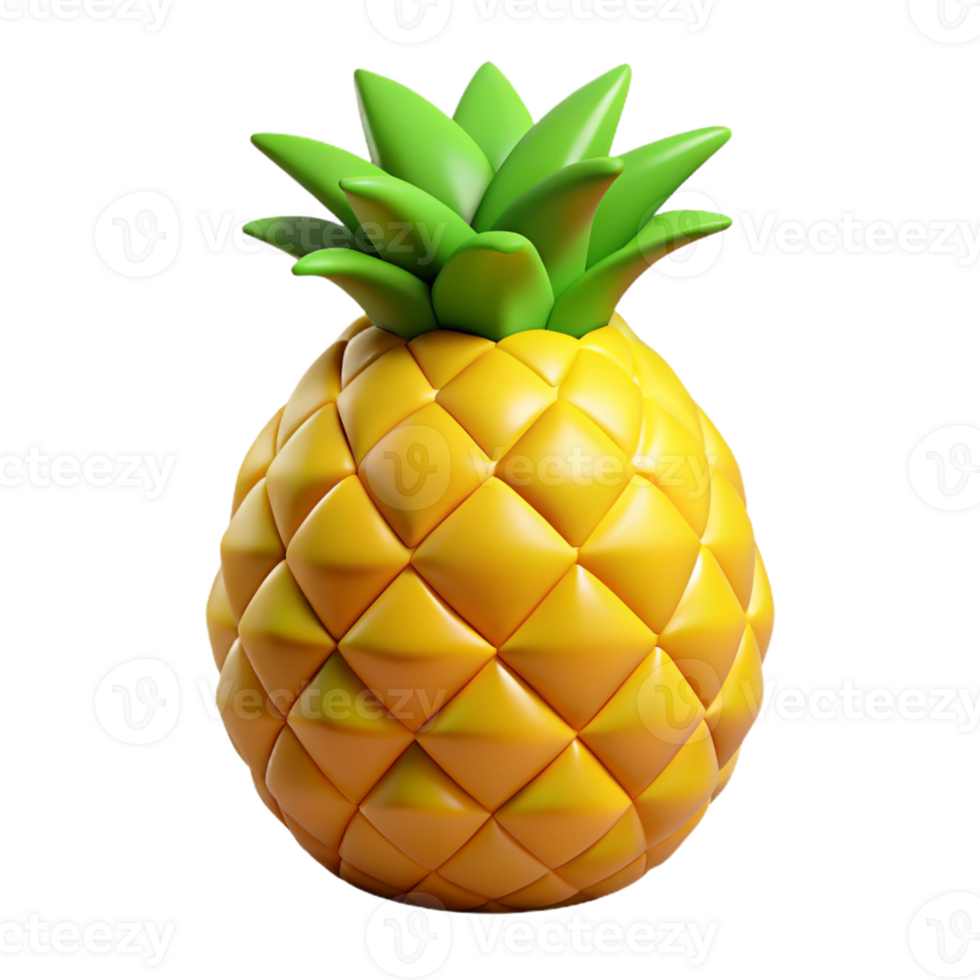 3D Render of a Yellow Pineapple Illustration png