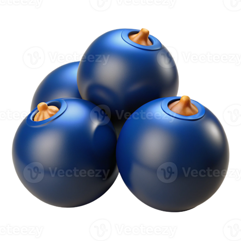 3D Render of Blue Berries png