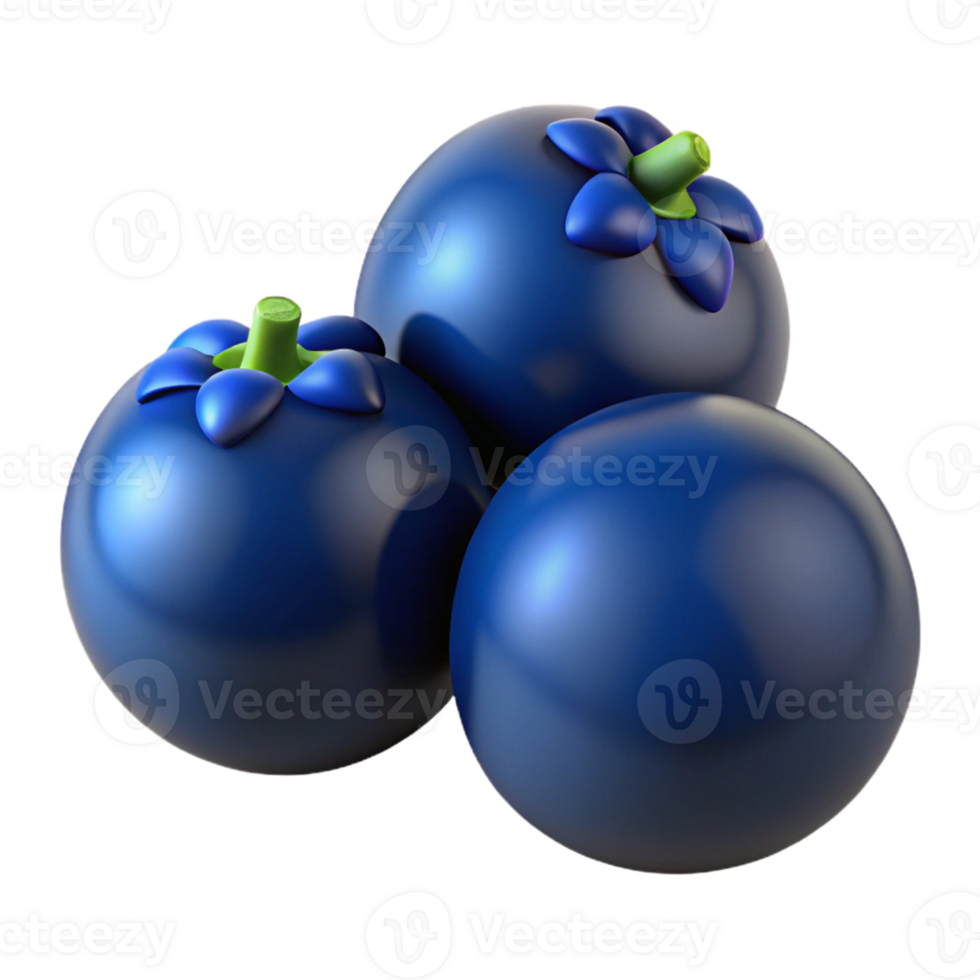 3D Render of Blueberries png