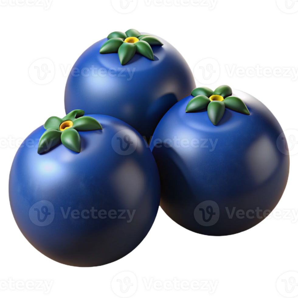 3D Render of Blueberries png