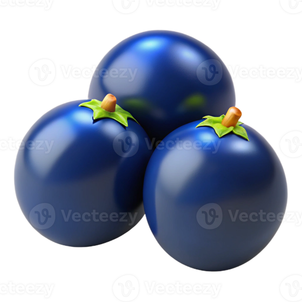 3D Render of Blue Berries png