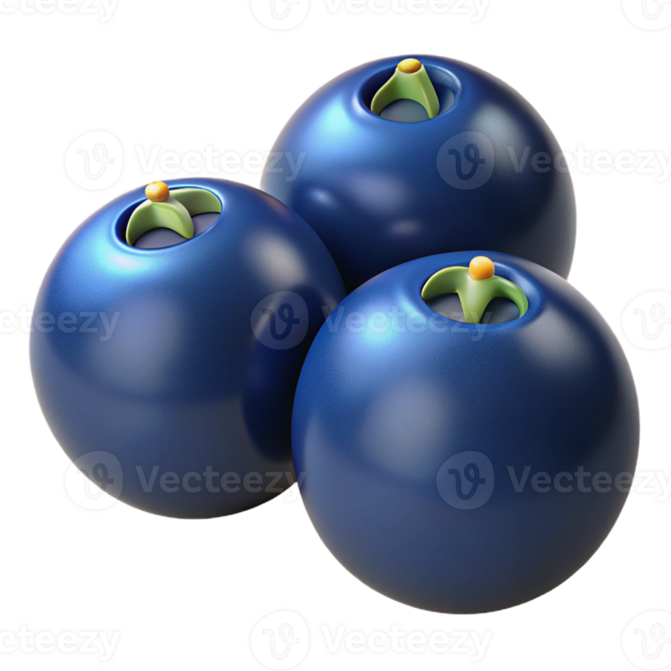 3D Render of Blueberries png