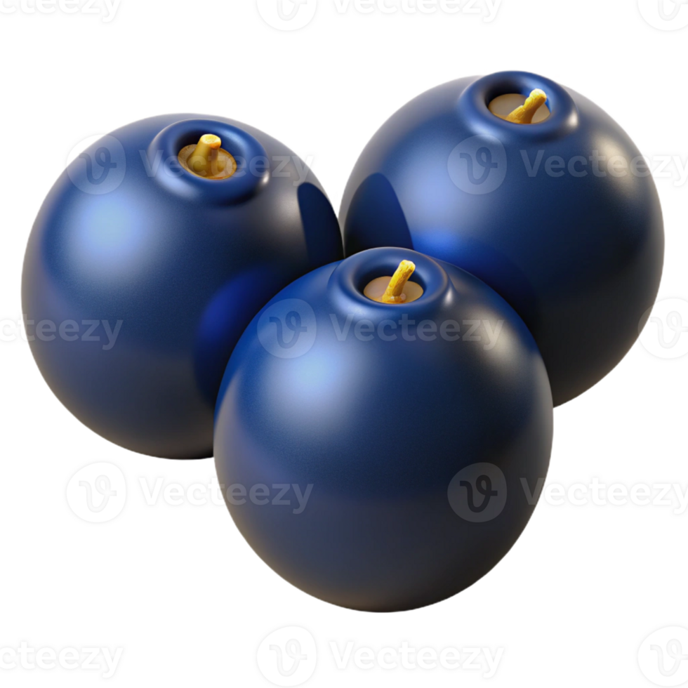 3D Render of Blue Berries png