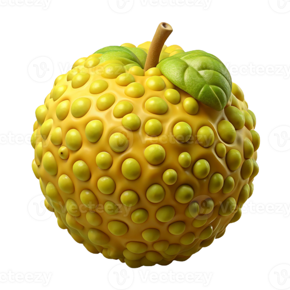 3D Render Bumpy Yellow Apple Illustration png