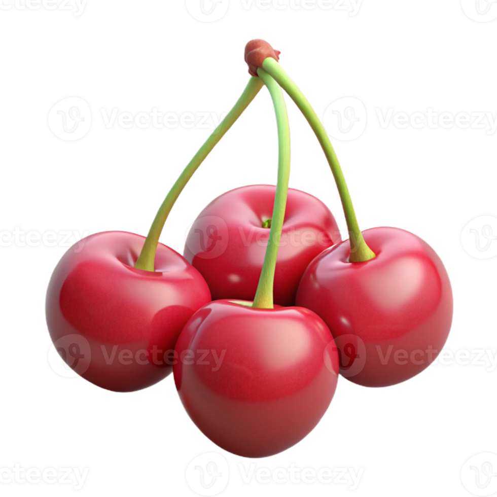 3D Render of Four Cherries png