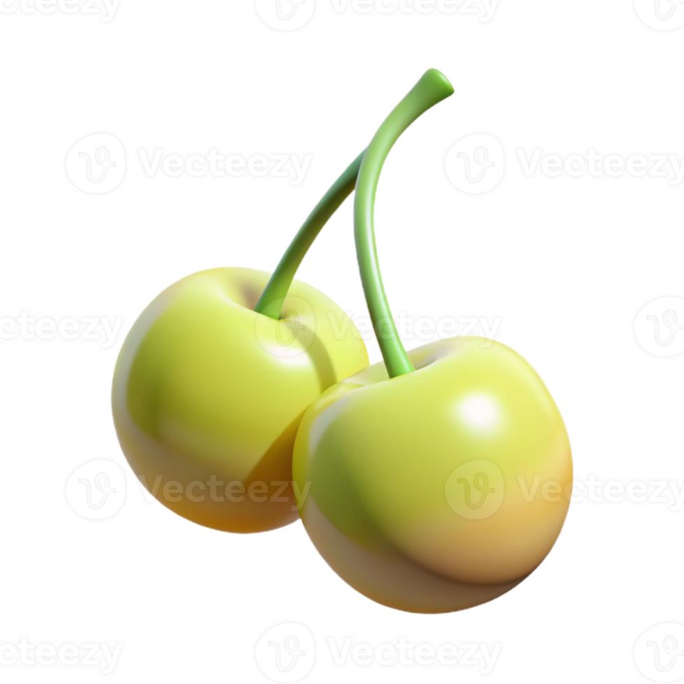 3D Render Yellow Cherries Illustration png