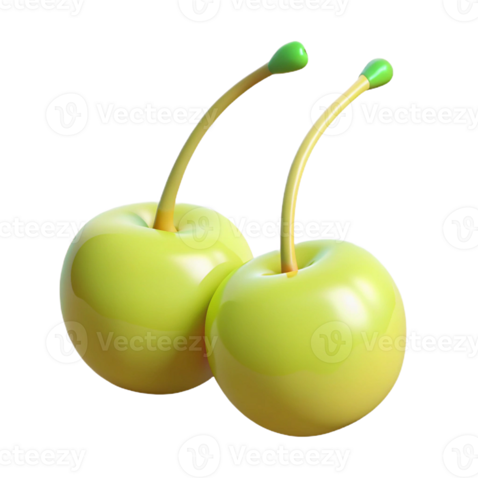 3D Render of Two Yellow Cherries png