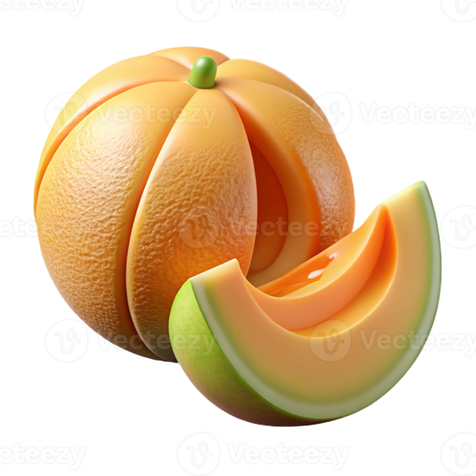 3D Render of a Juicy Cantaloupe png