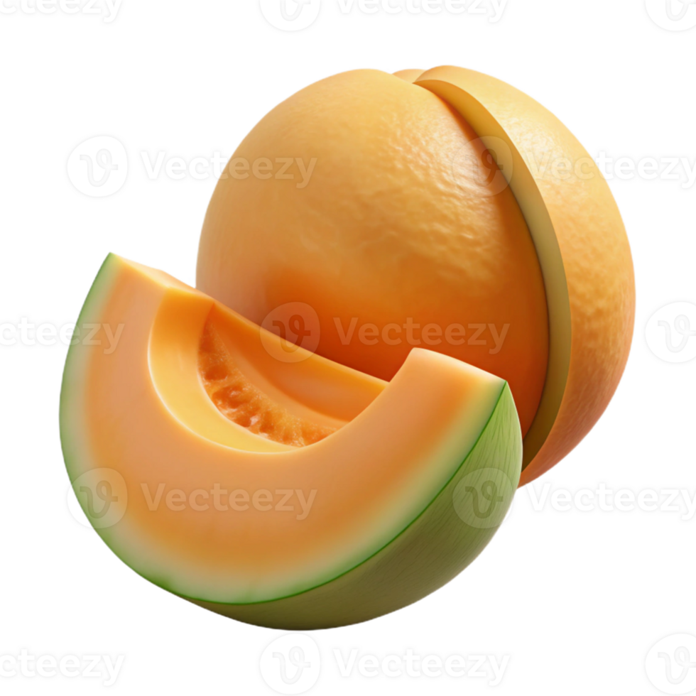 3D Render of a Juicy Cantaloupe Melon png