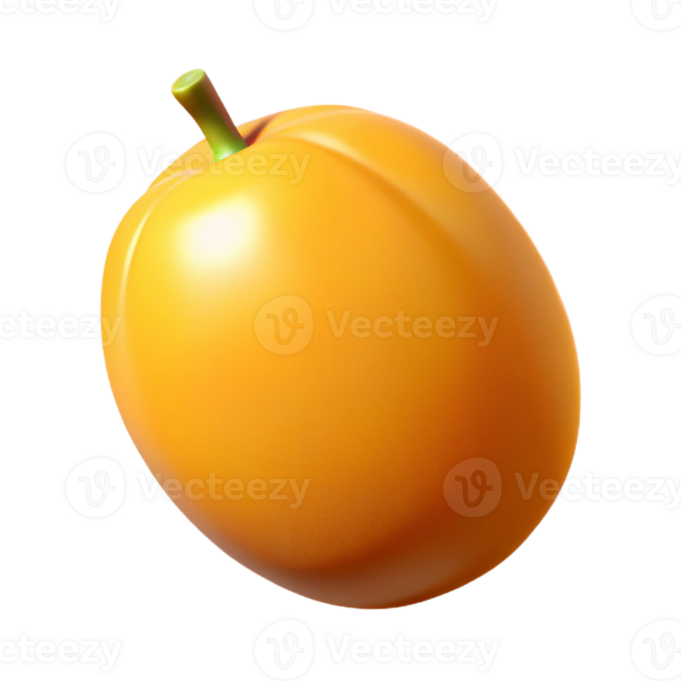 3D Render of a Ripe Yellow Plum png