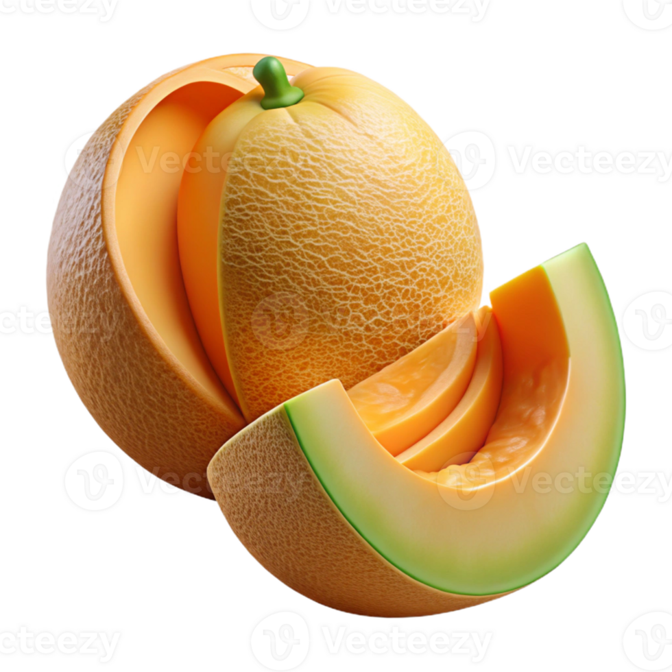 3D Render of Juicy Cantaloupe Melon png