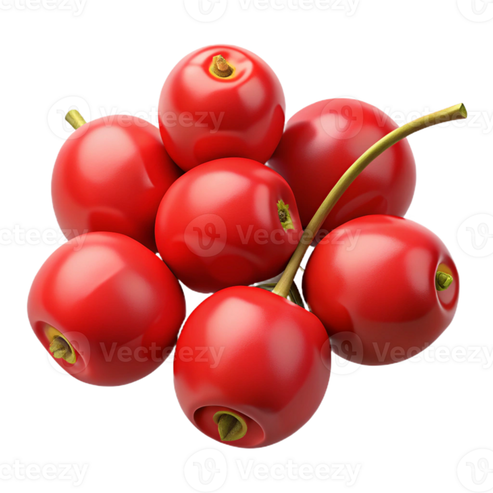 3D Render of Red Cherries Cluster png
