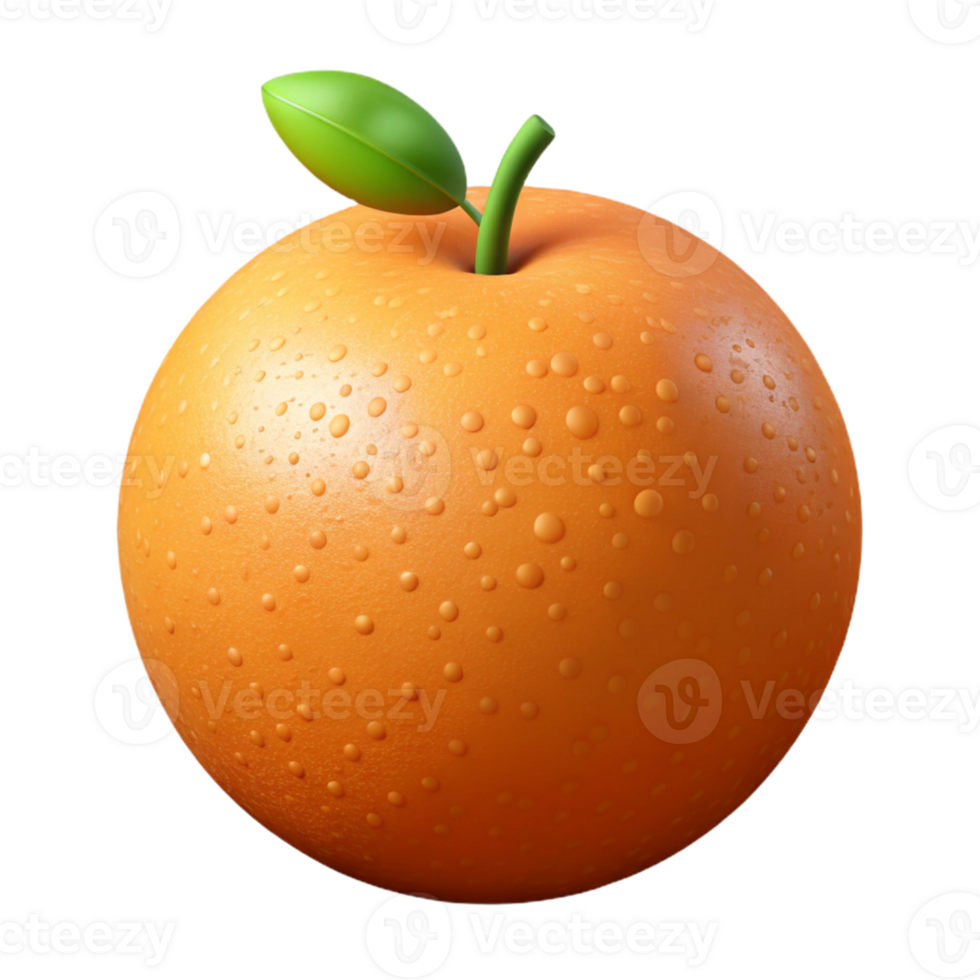 3D Render Juicy Orange with Dew Drops png