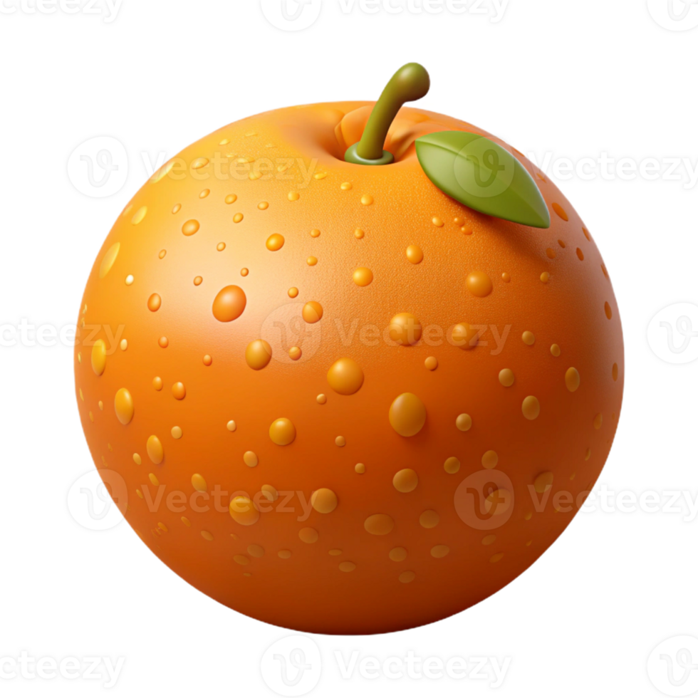 3D Render of Juicy Orange with Water Droplets png