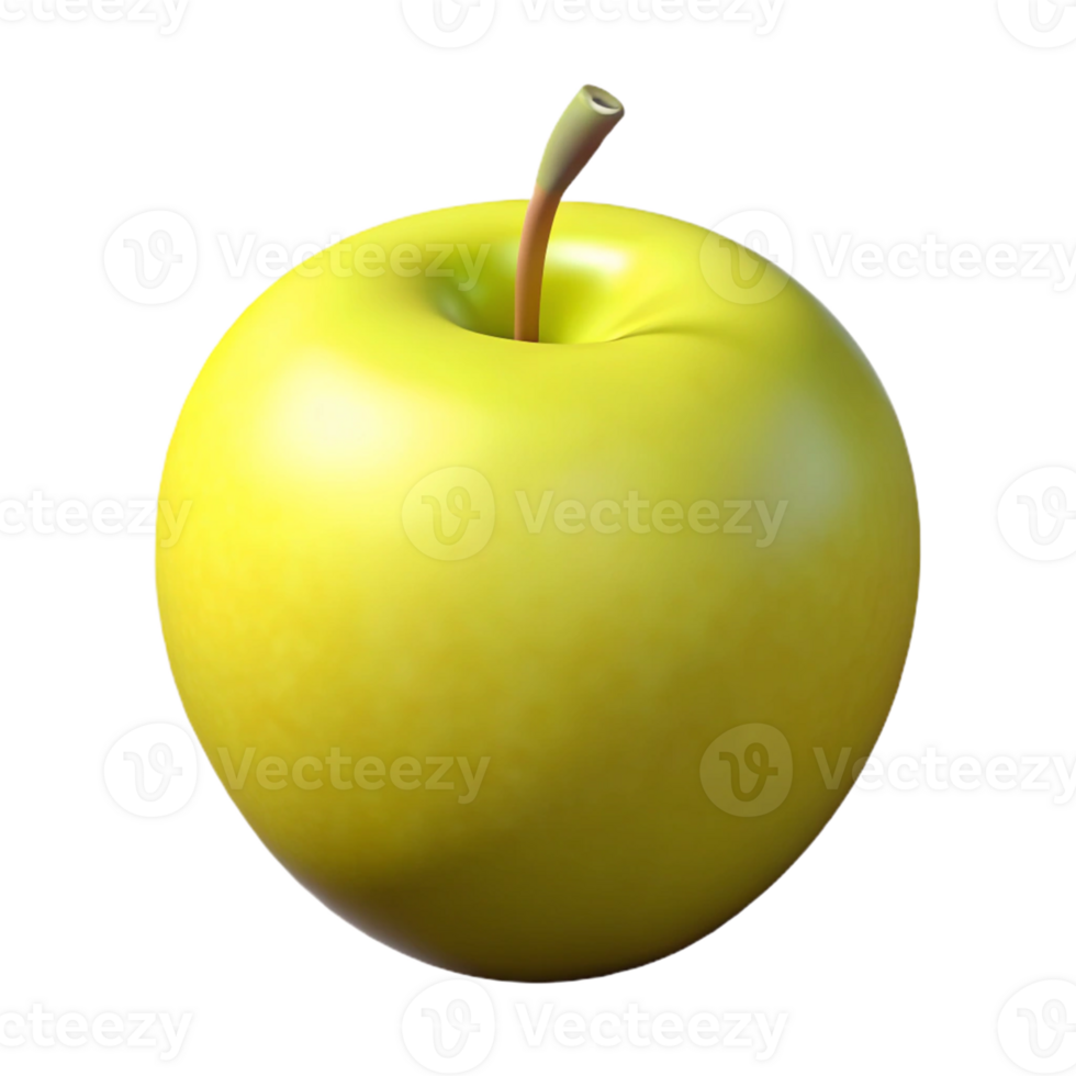 Yellow Apple 3D Render png