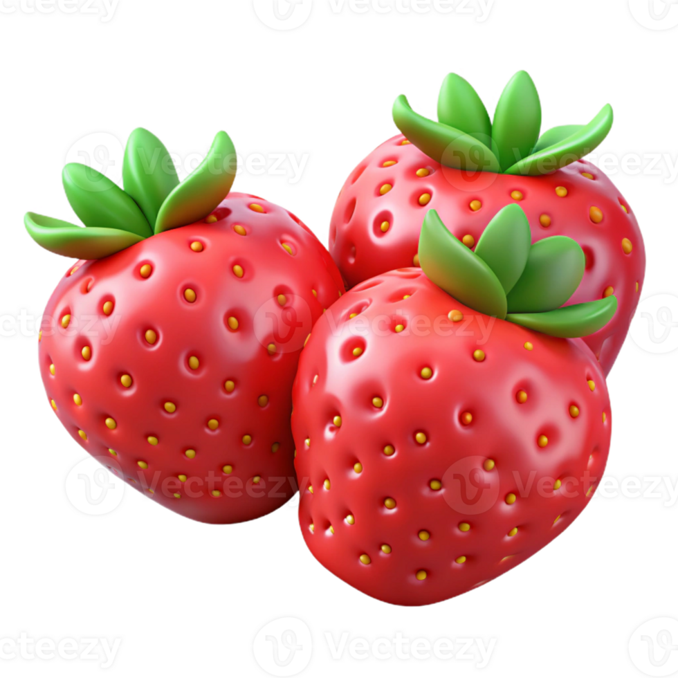 3D Cartoon Strawberries png