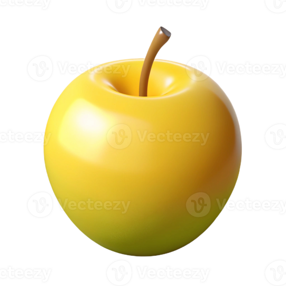 Yellow Apple 3D Render png