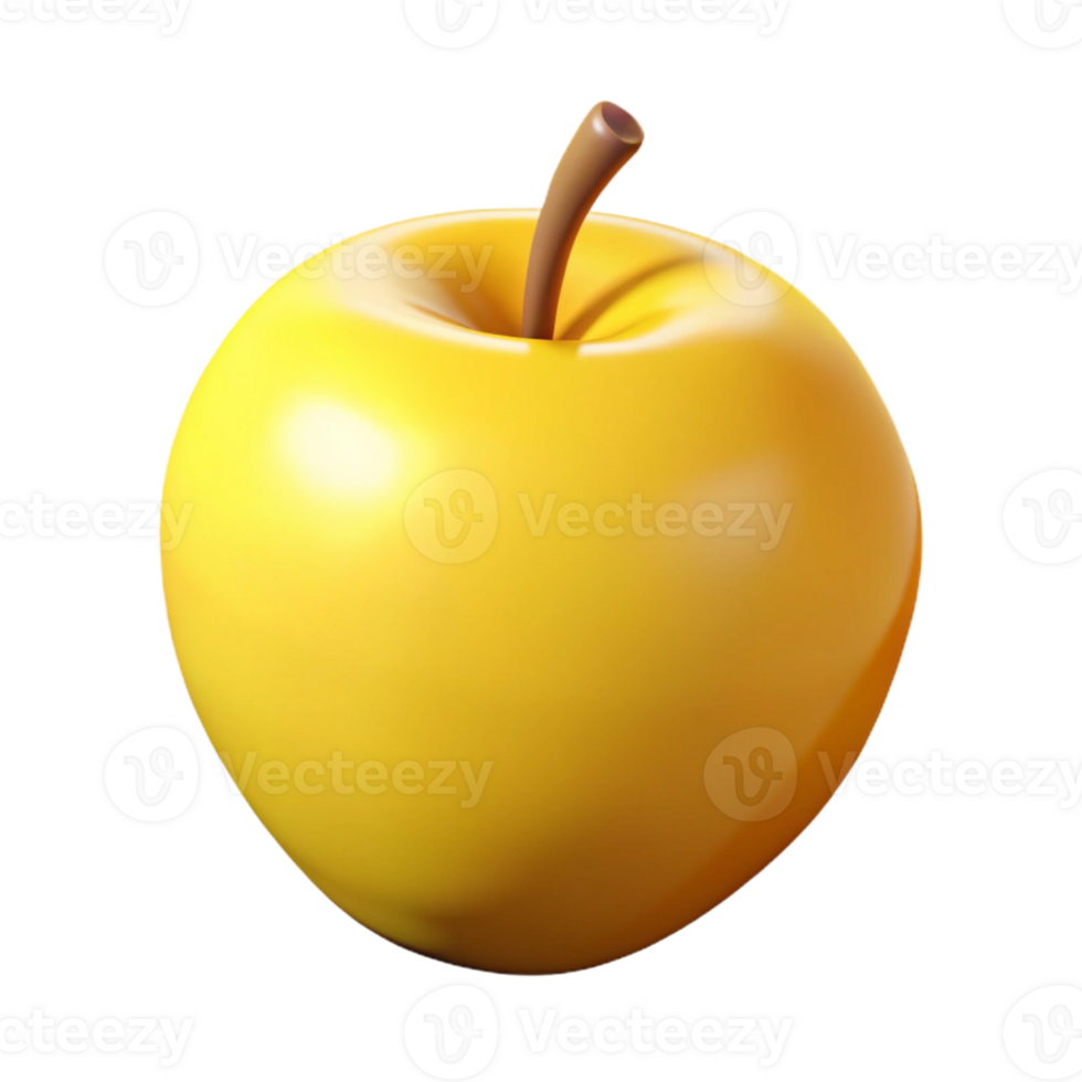 Yellow Apple 3D Render png