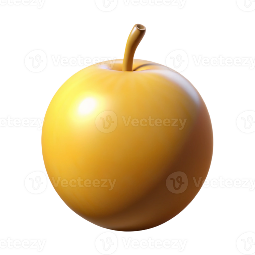 Golden Apple 3D Render png