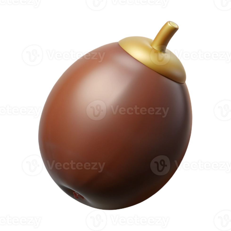 3D Render of Brown Fruit with Golden Top png