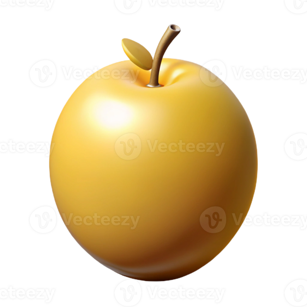 Golden Apple 3D Render png
