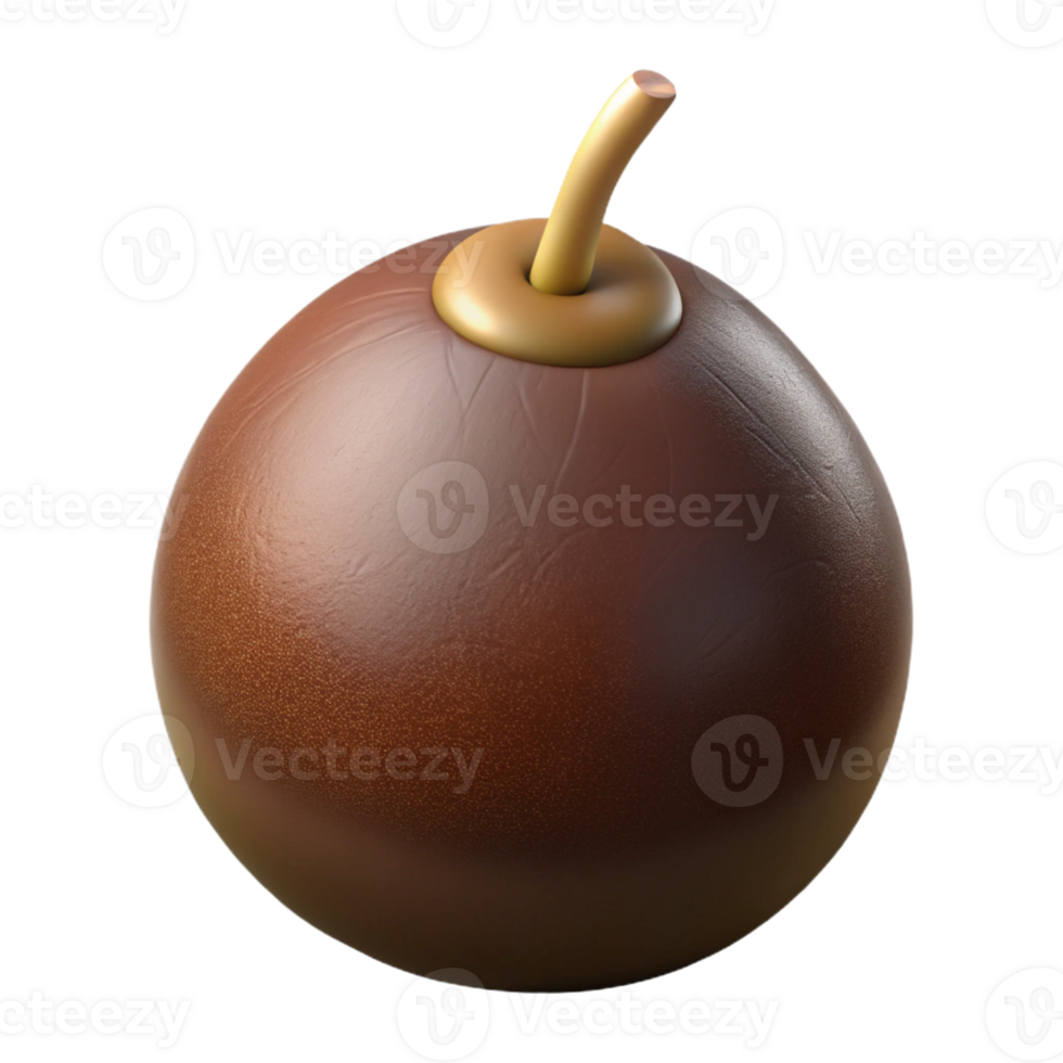 3D Render Brown Sphere with Stem png