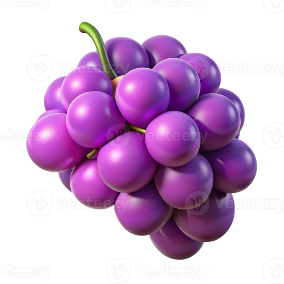 3D Render Purple Grapes Bunch png