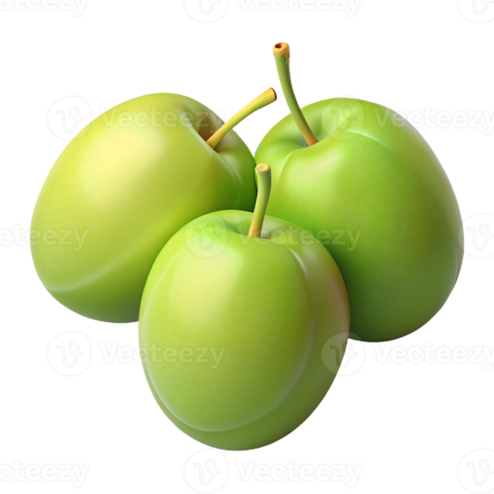 3D Render Green Plums Illustration png