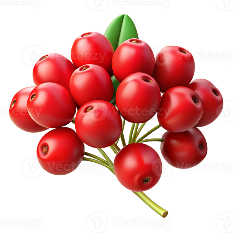 Vibrant Red Berries 3D Illustration png