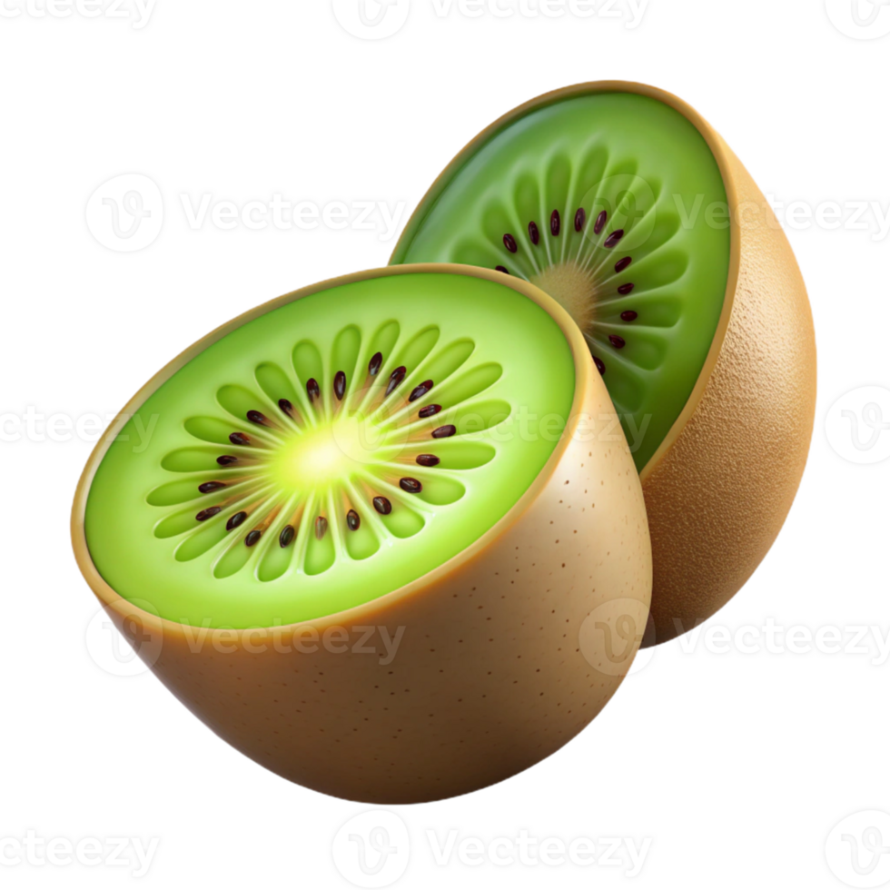 3D Render Kiwi Fruit Halves png