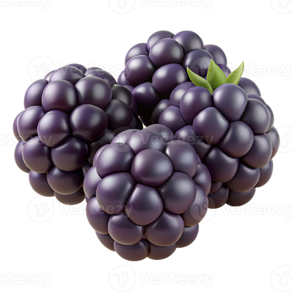 3D Render of Juicy Blackberries png