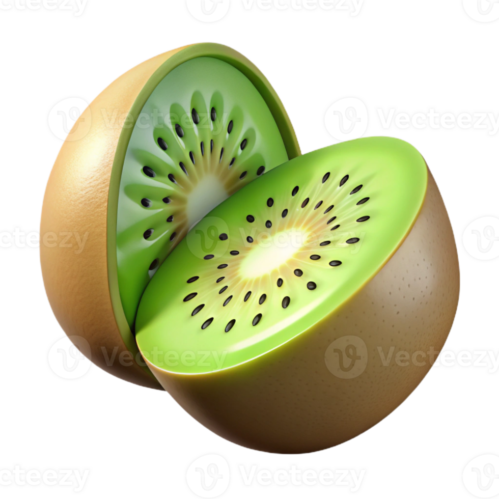 3D Render Kiwi Fruit Halves png