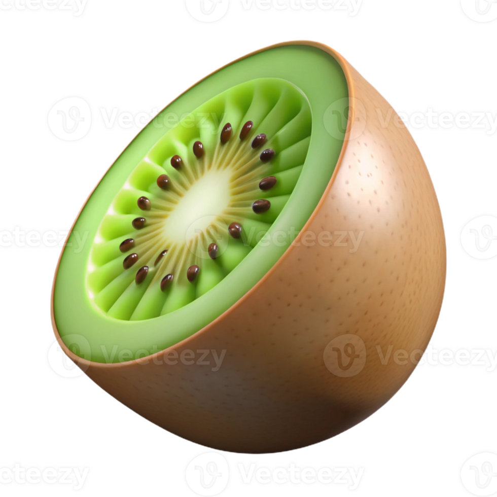 3D Render Kiwi Fruit Half Illustration png