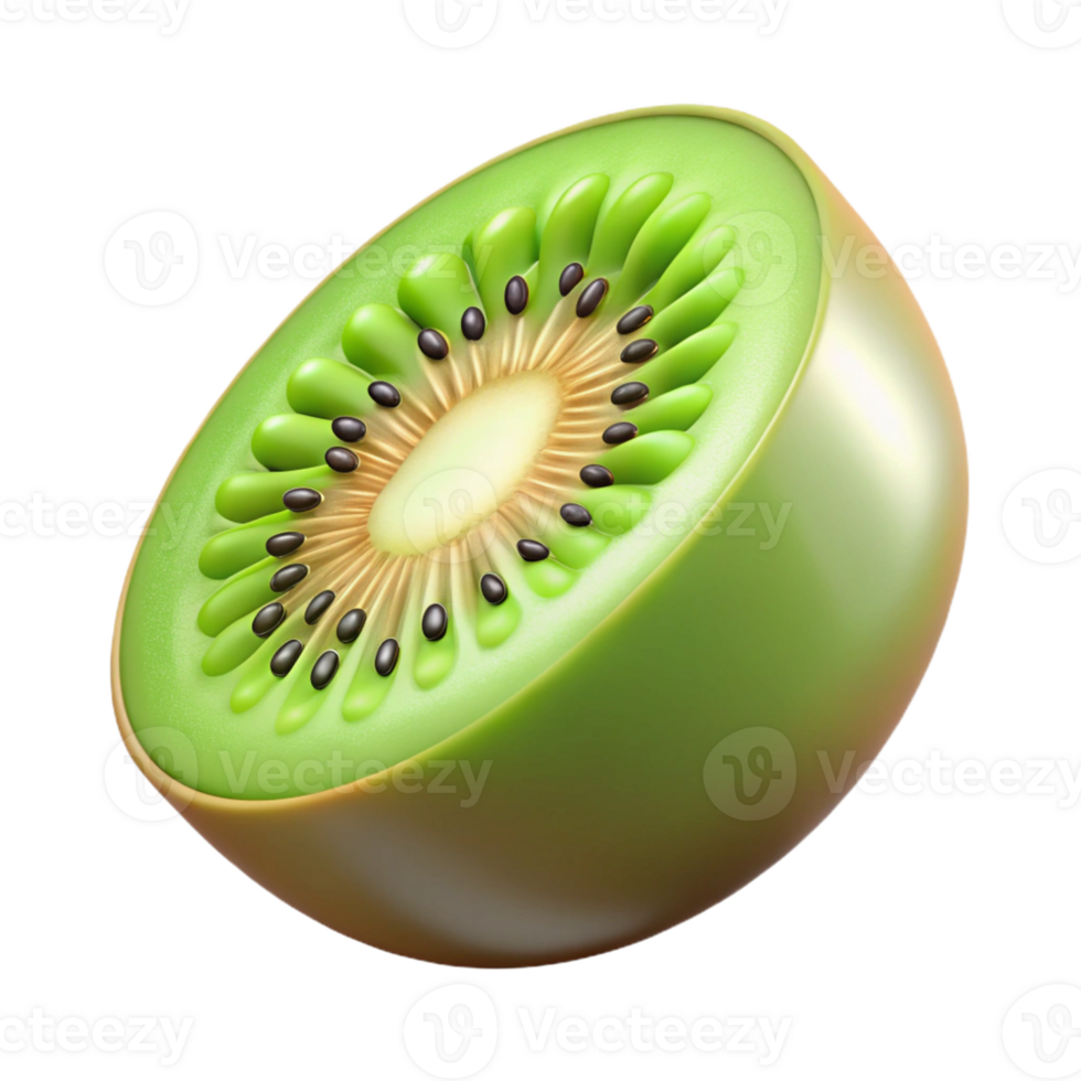 3D Render of a Kiwi Fruit Slice png