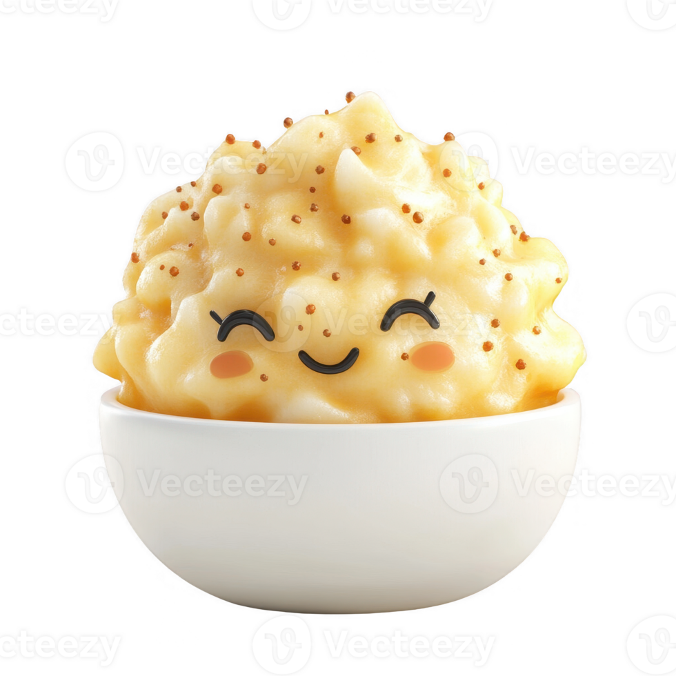 fofa sorridente amassado batata dentro uma tigela com uma borrifar do tempero. png