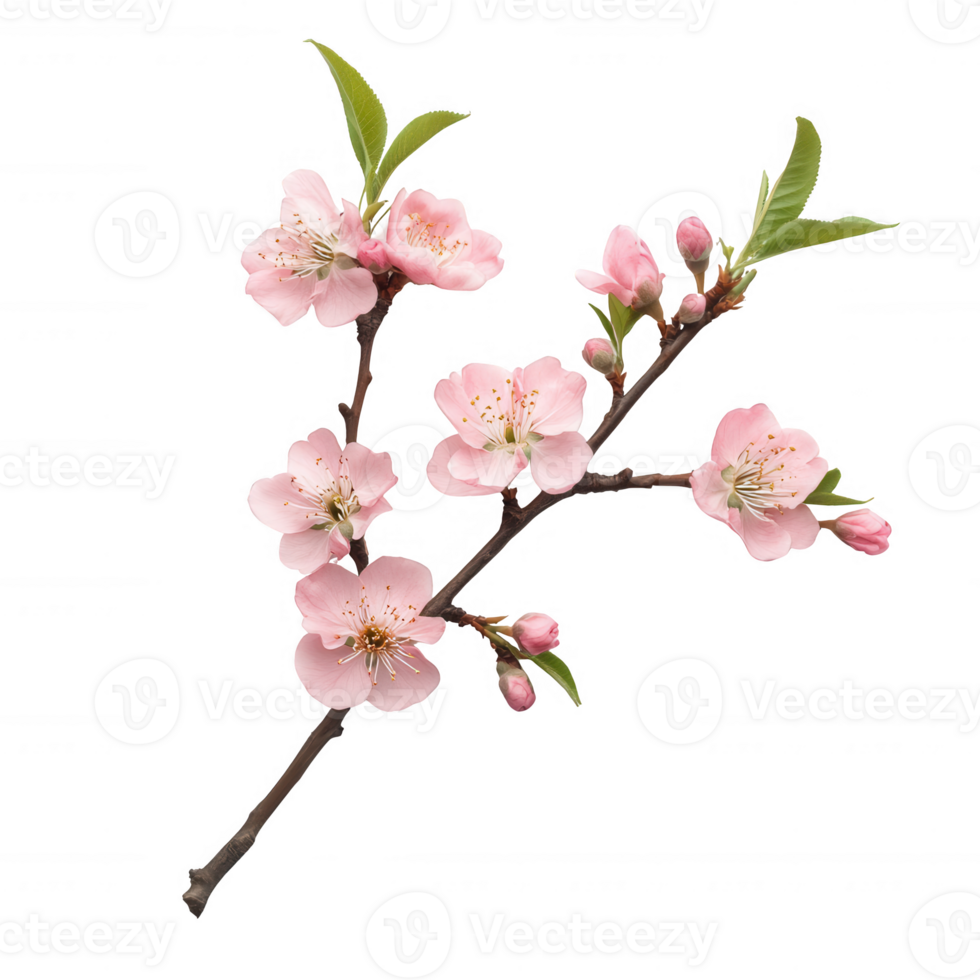 Delicate pink flowers blossoming on a branch, symbolizing spring and new beginnings. png