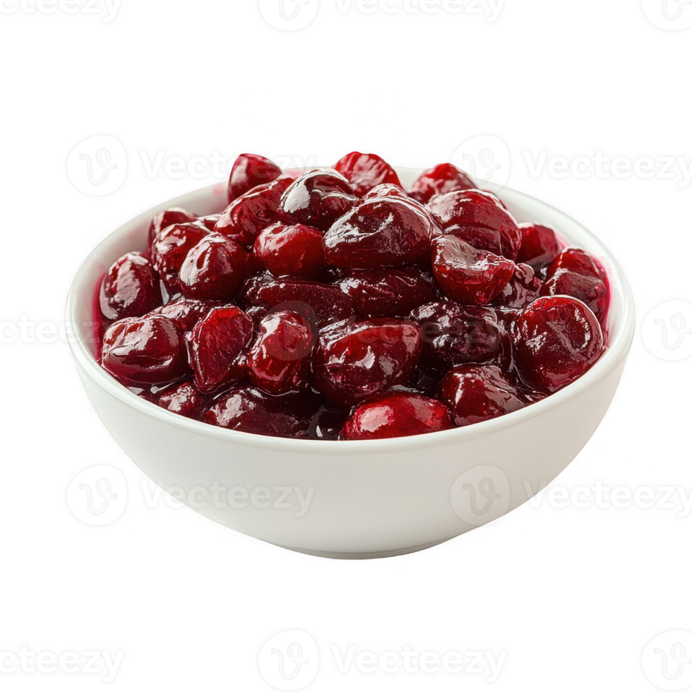 Delicious bowl of cherry compote, perfect for desserts or toppings. png