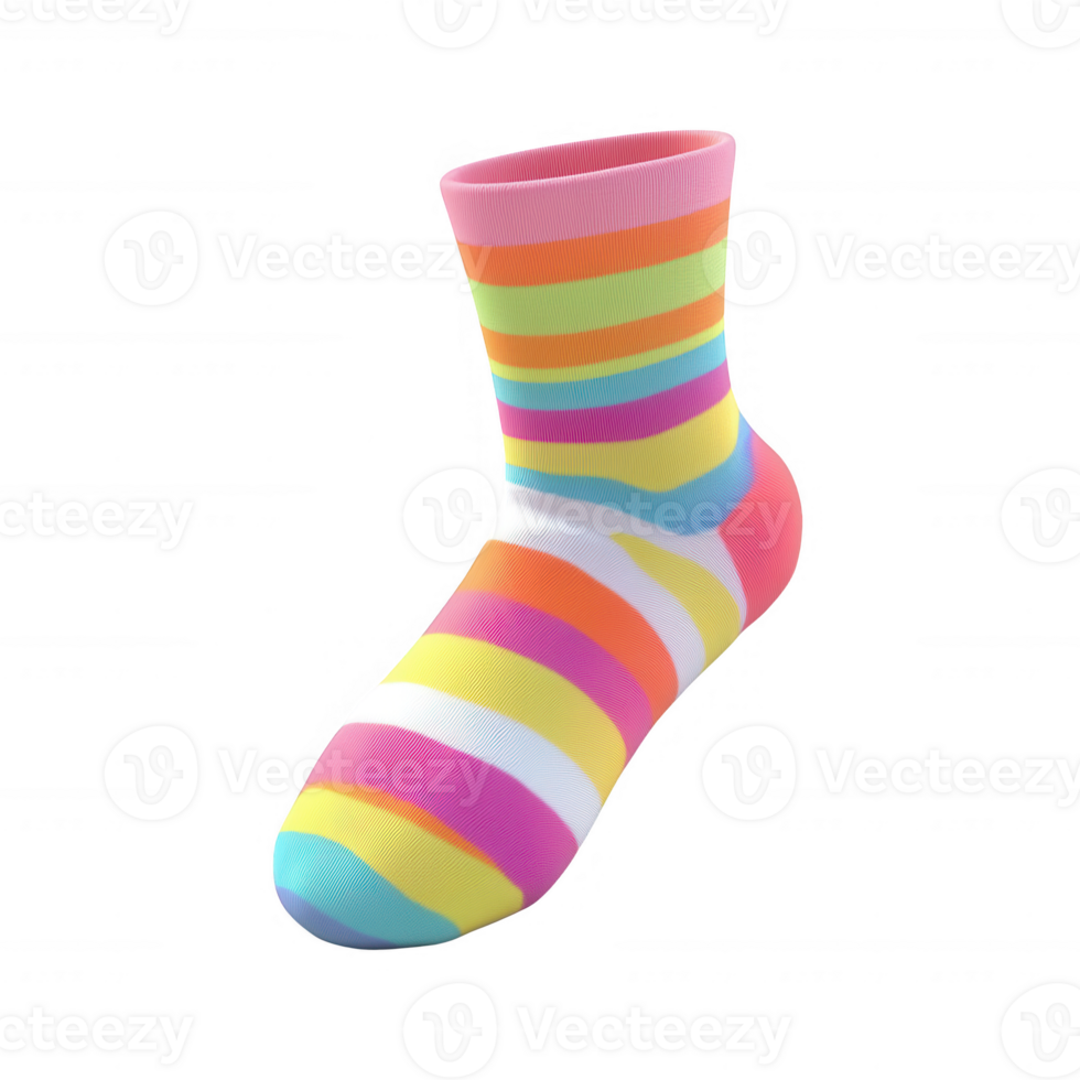 Colorful striped sock representing fun and creativity in everyday fashion. png