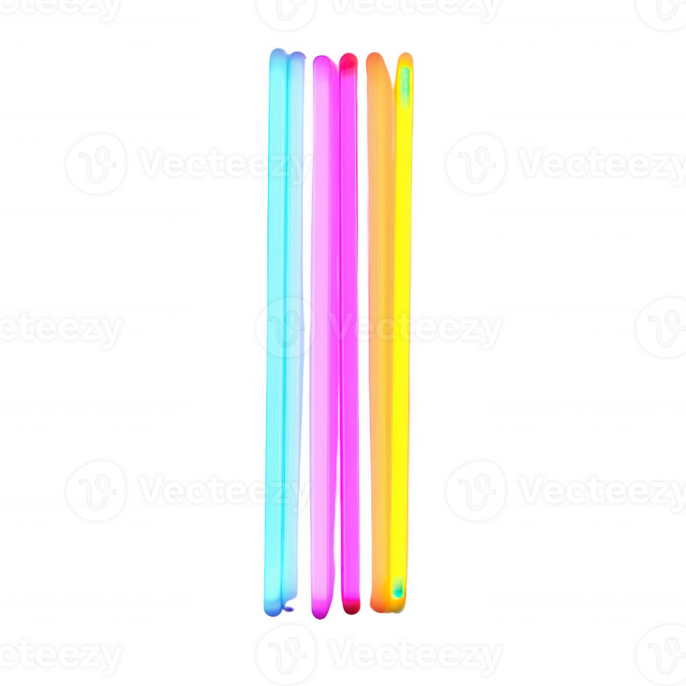 Colorful glow sticks in vibrant hues for festive events and celebrations. png