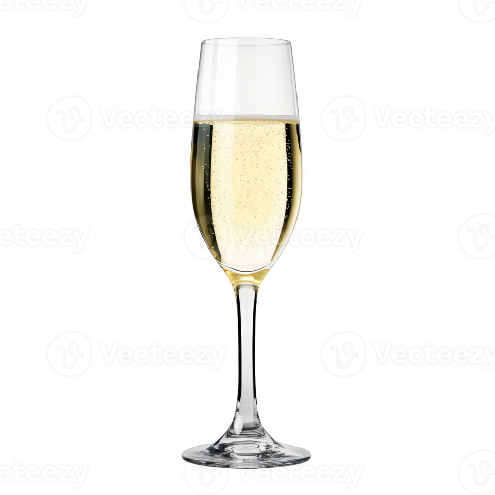 Elegant champagne glass filled with sparkling beverage for celebrations and toasts. png