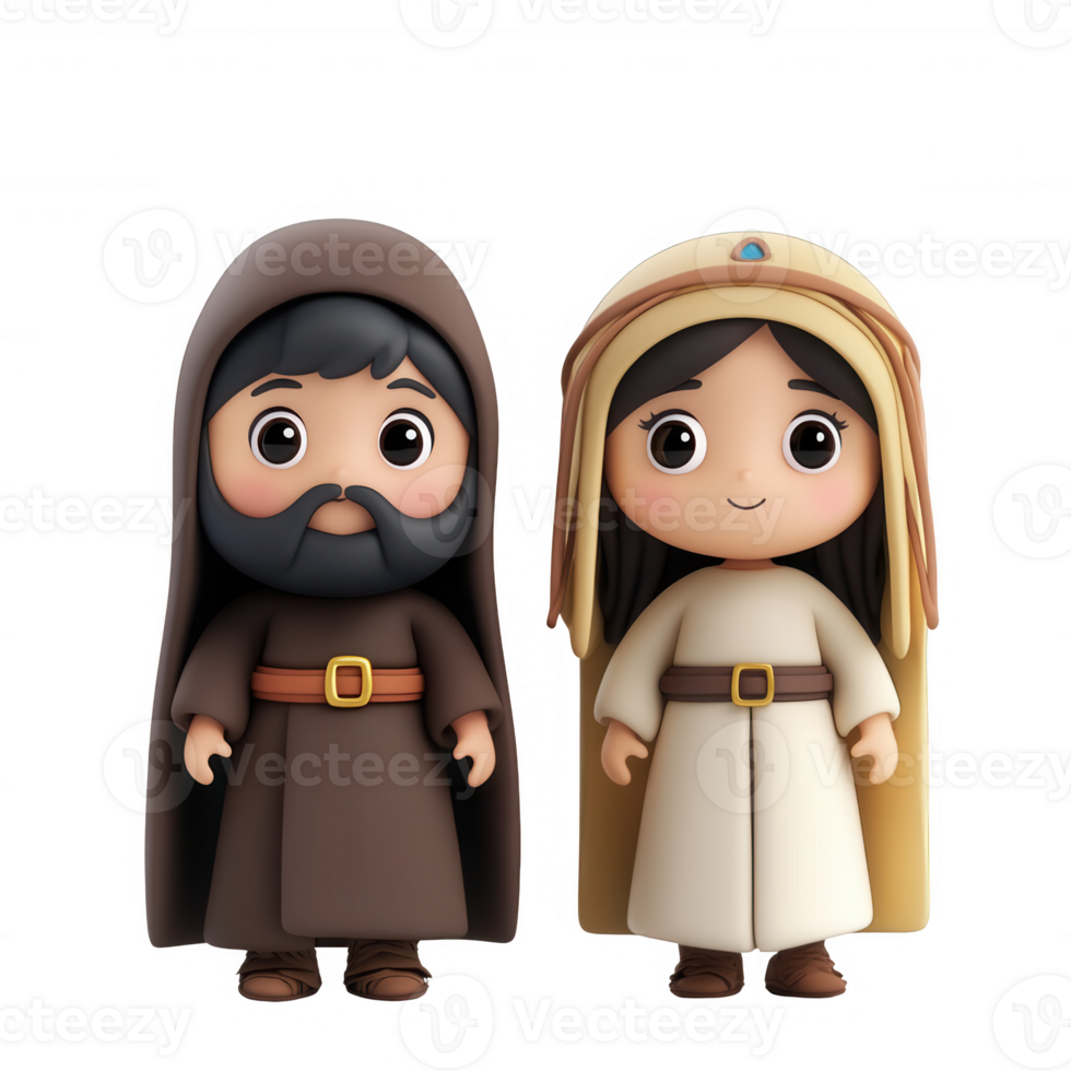 Cute cartoon characters in religious attire, promoting cultural diversity and inclusion. png
