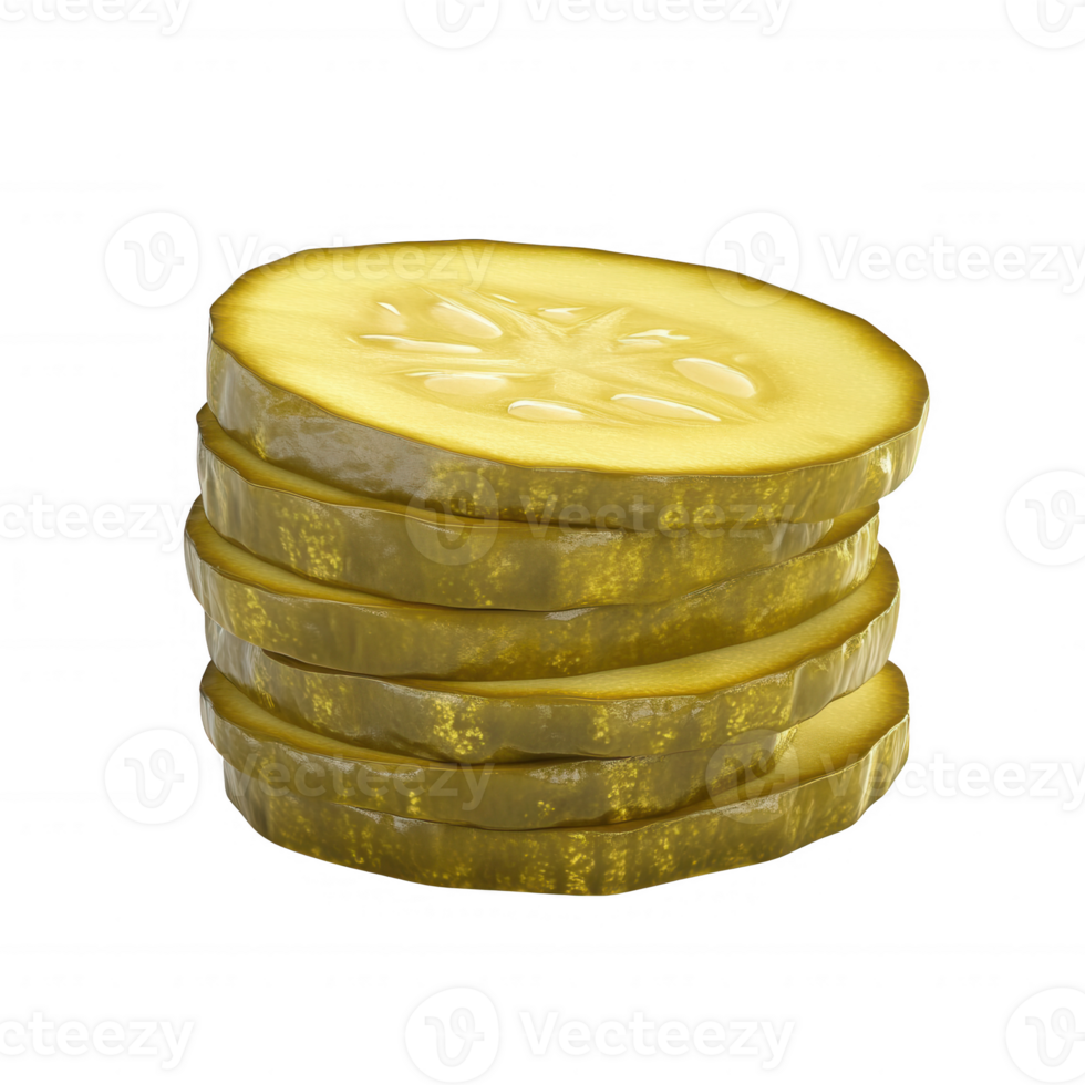 Stack of fresh, crisp pickle slices, perfect for garnishing sandwiches and salads. png