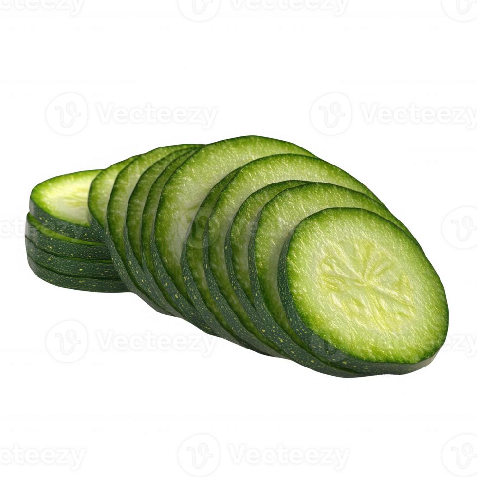 Fresh cucumber slices arranged on a clean surface for culinary uses. png