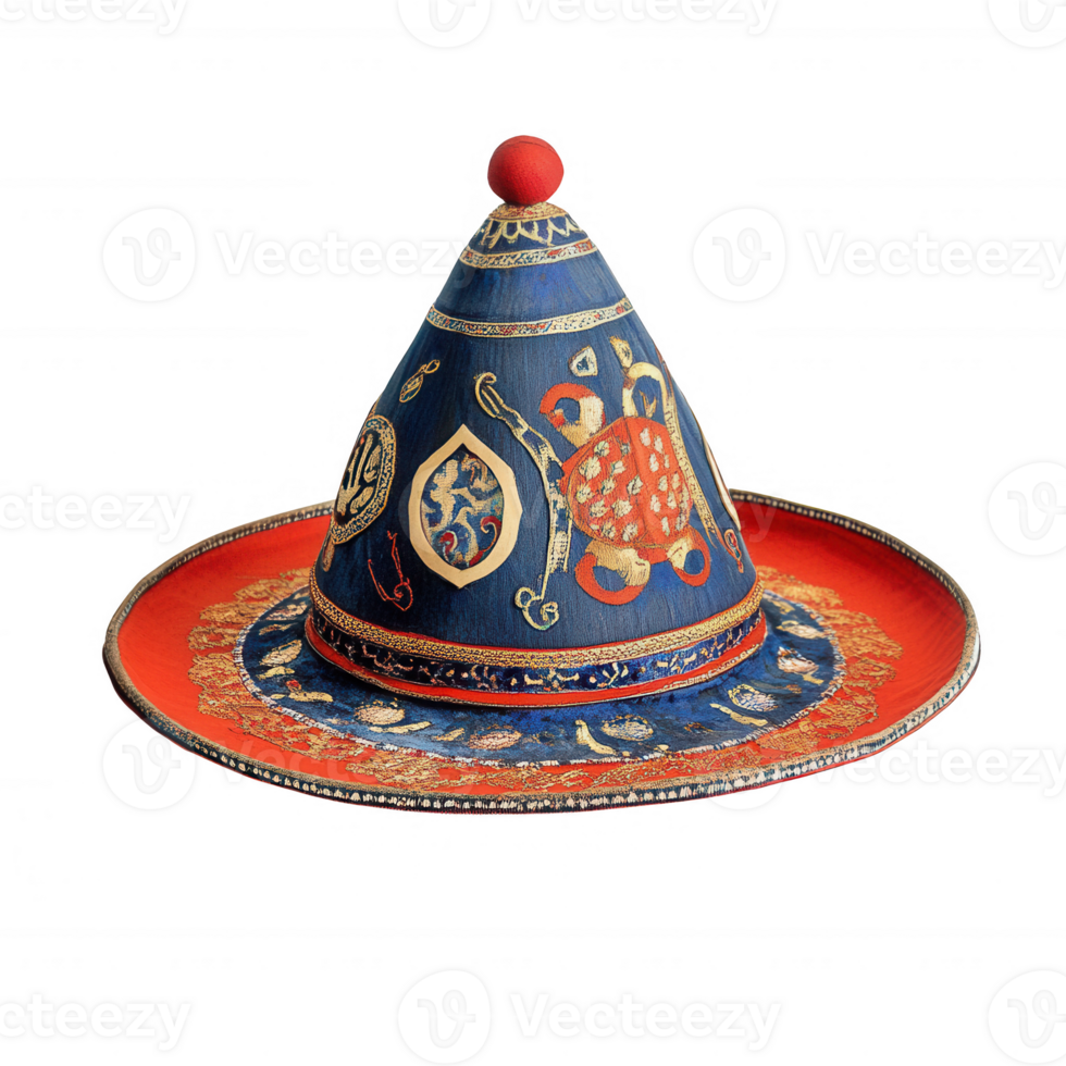 Traditional Moroccan tagine with intricate design and colorful patterns. png
