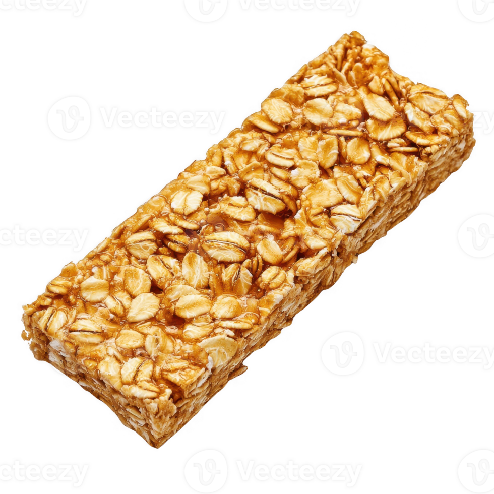 Nutritious granola bar made with oats, perfect for healthy snacking or on-the-go. png