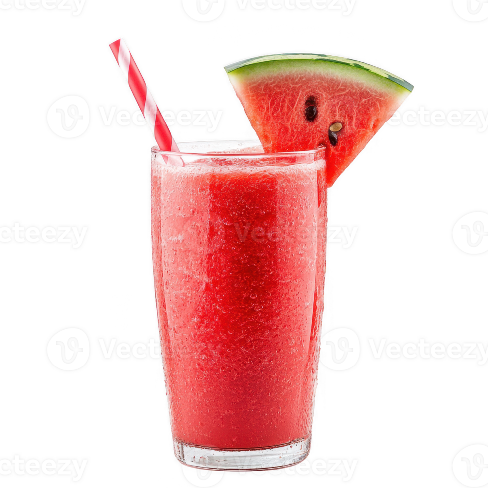 Refreshing watermelon slushie served in a chilled glass with a slice of fruit. png