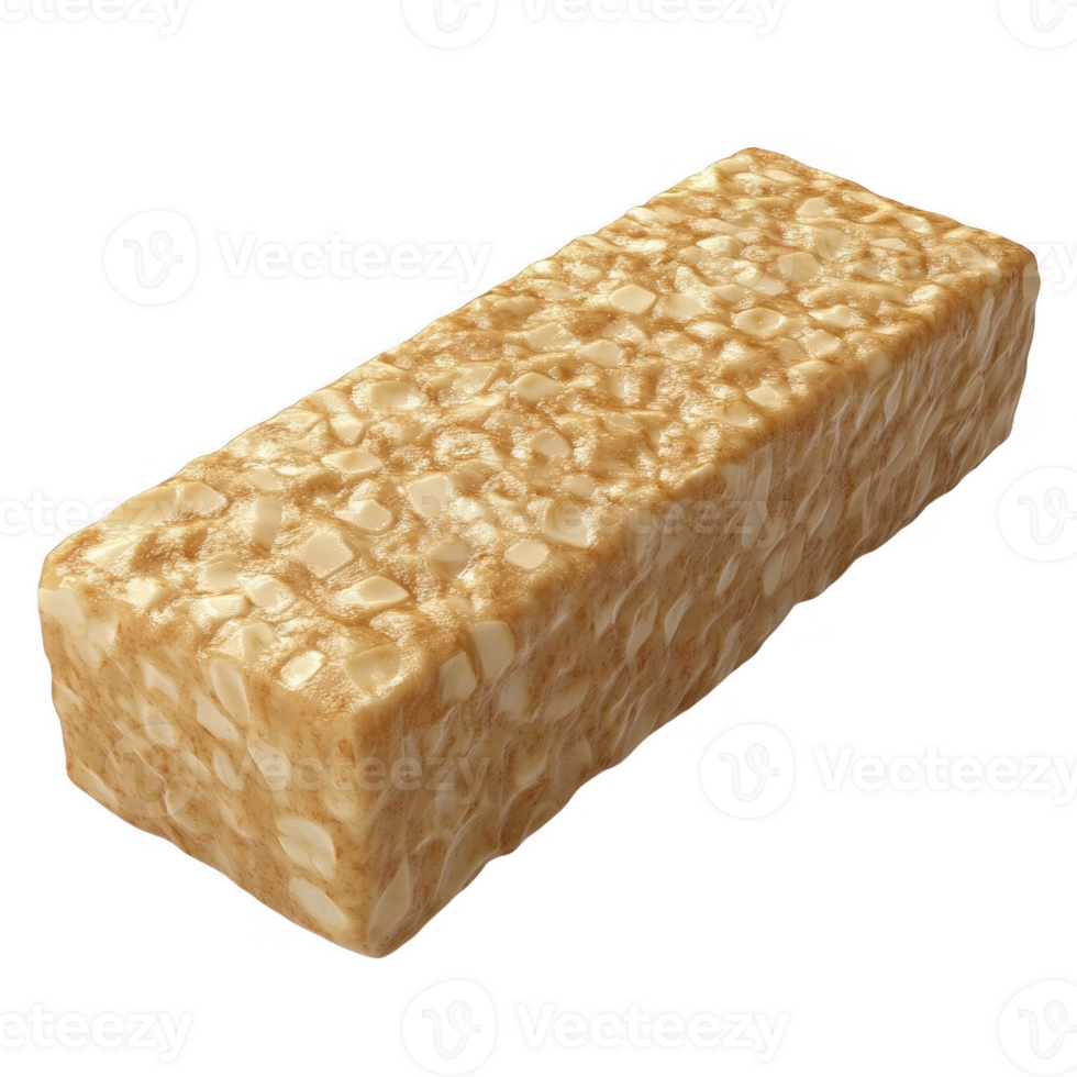 Nutritious and delicious block of compressed plant-based protein for healthy diets. png